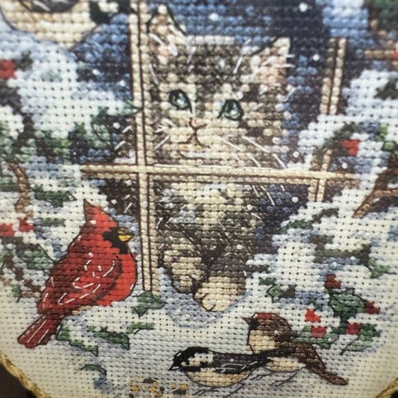 Dimensions Gold Collection Petites Cross Stitch  Kit Snowed In Kitten VTG 1999 - Picture 9 of 10